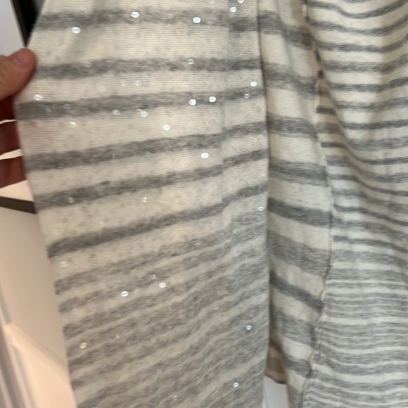 Minnie Rose open cardigan wrap white stripe, sz M - Picture 3 of 8